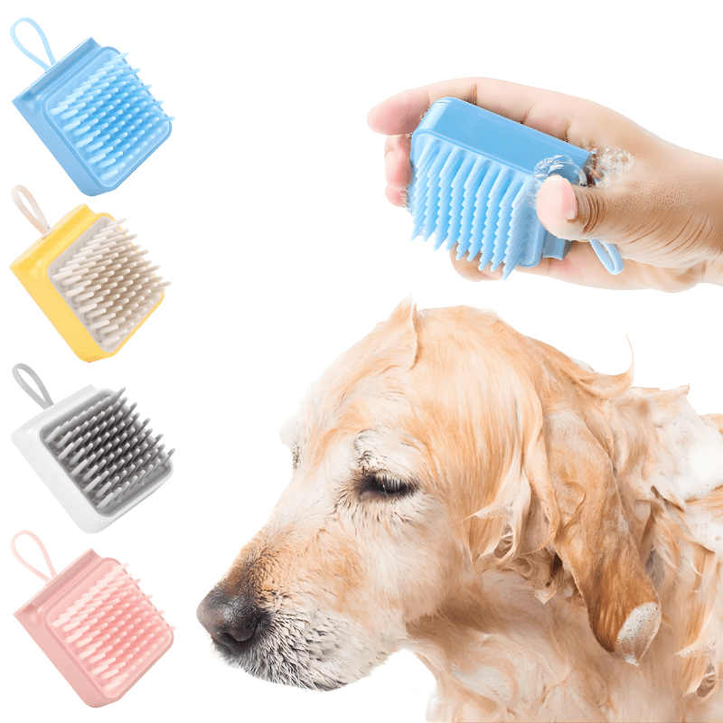 Handheld Pet Bath Brush for Dogs and Cats with Soft Massage Bristles