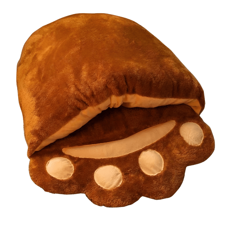 Cozy Bear Paw Pet Bed – Semi-Enclosed Plush Nest for Cats and Small Dogs