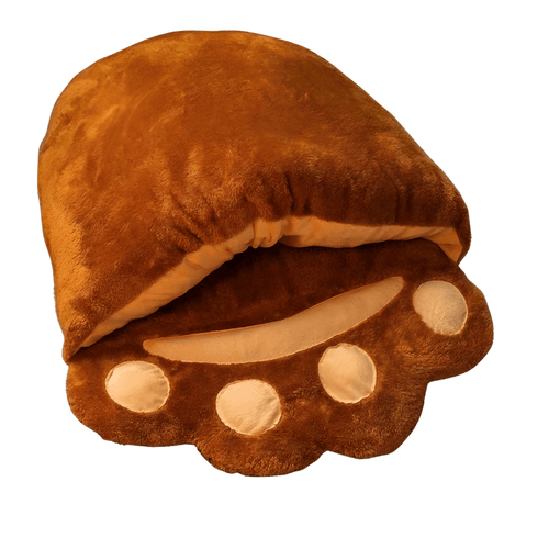 Cozy Bear Paw Pet Bed – Semi-Enclosed Plush Nest for Cats and Small Dogs