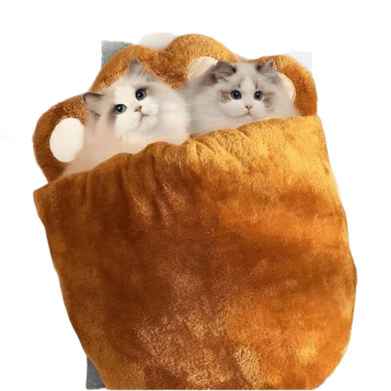 Cozy Bear Paw Pet Bed – Semi-Enclosed Plush Nest for Cats and Small Dogs