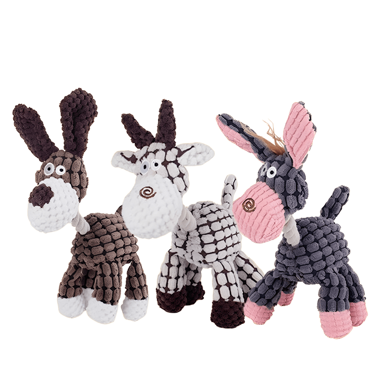 Donkey-Themed Squeaky Plush Toy for Dogs with Corduroy Texture