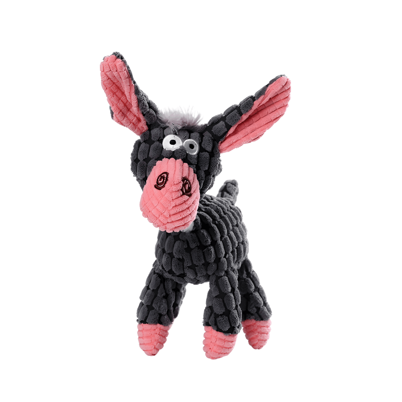 Donkey-Themed Squeaky Plush Toy for Dogs with Corduroy Texture