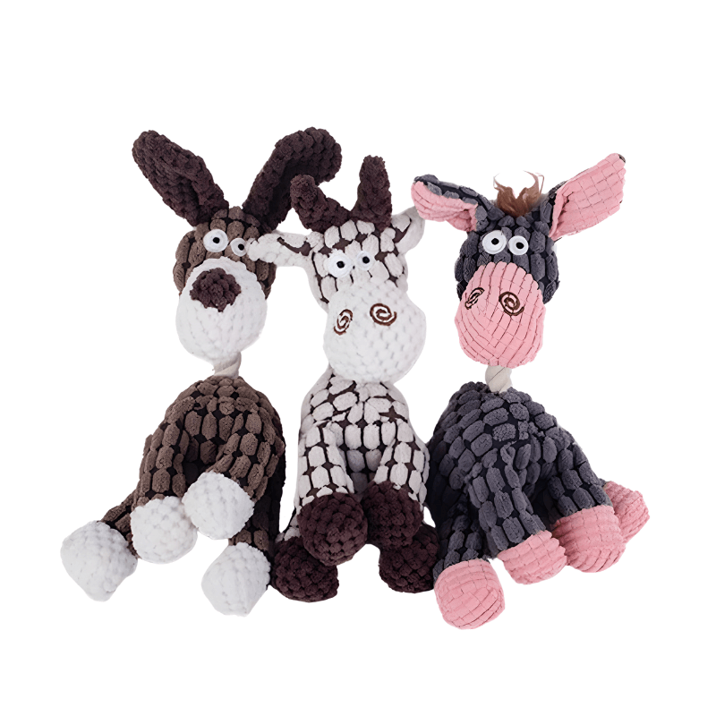 Donkey-Themed Squeaky Plush Toy for Dogs with Corduroy Texture