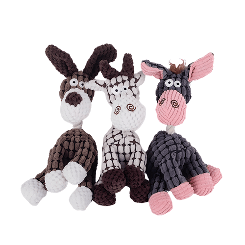 Donkey-Themed Squeaky Plush Toy for Dogs with Corduroy Texture