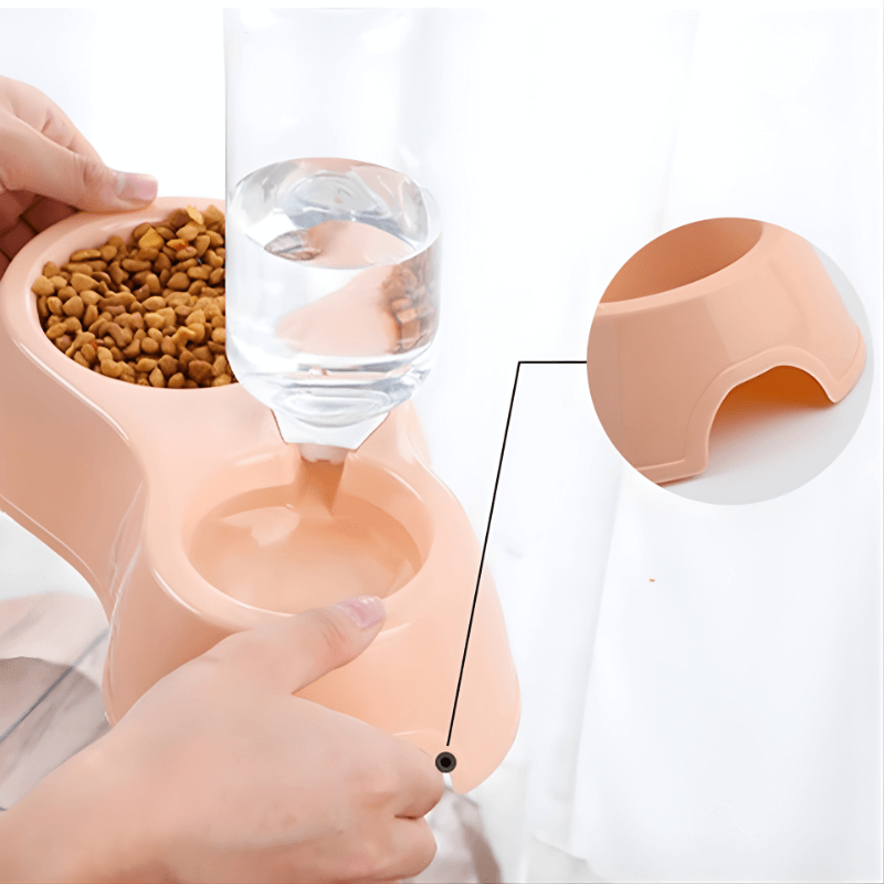 Dual Pet Bowl Set for Cats and Small Dogs with Gravity Water Dispenser