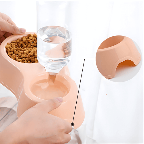 Dual Pet Bowl Set for Cats and Small Dogs with Gravity Water Dispenser