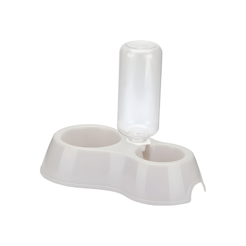 Dual Pet Bowl Set for Cats and Small Dogs with Gravity Water Dispenser