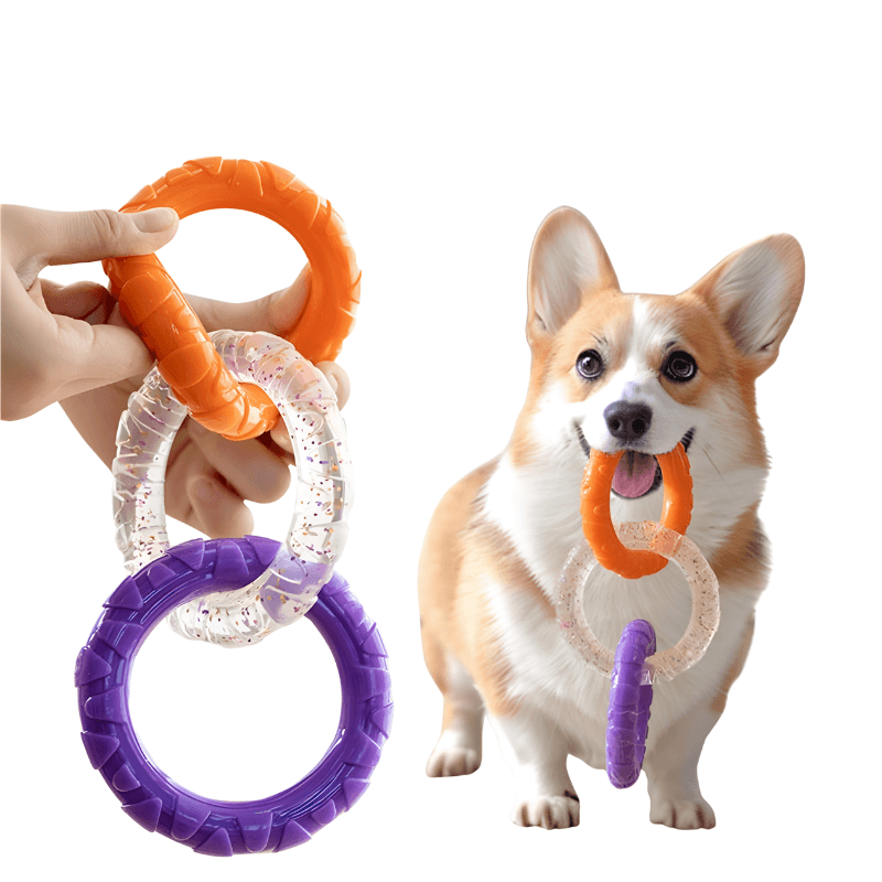 Durable 3-Ring Tug Toy for Dogs – Floating Fetch & Chew Toy with Textured Grip