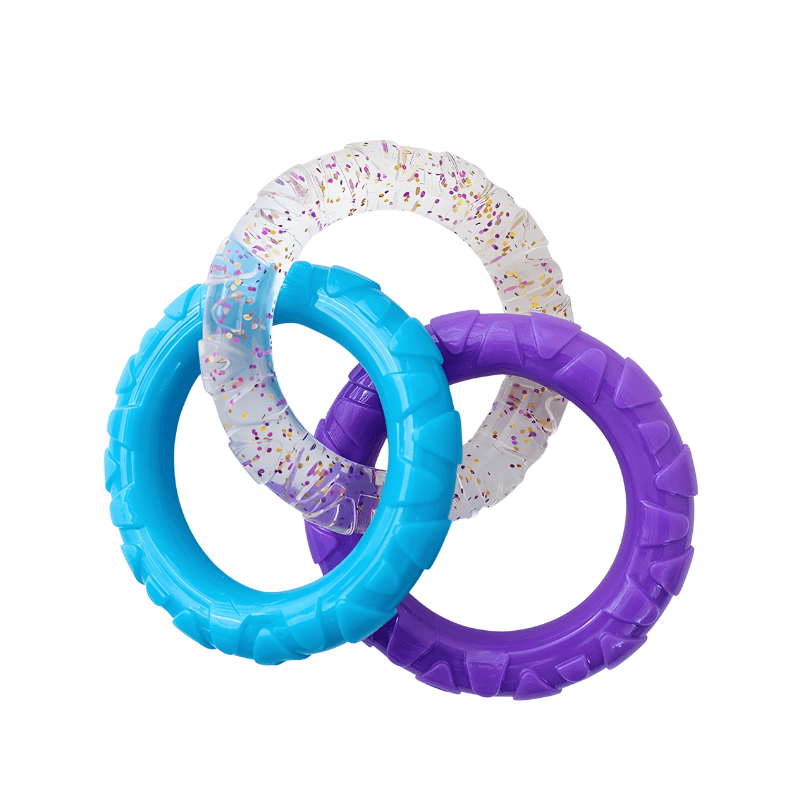 Durable 3-Ring Tug Toy for Dogs – Floating Fetch & Chew Toy with Textured Grip