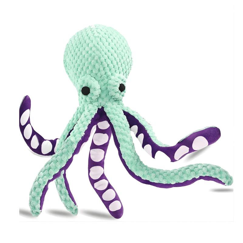 Interactive Octopus Squeak and Crinkle Toy for Dogs, Soft Plush with Dual Sound Features