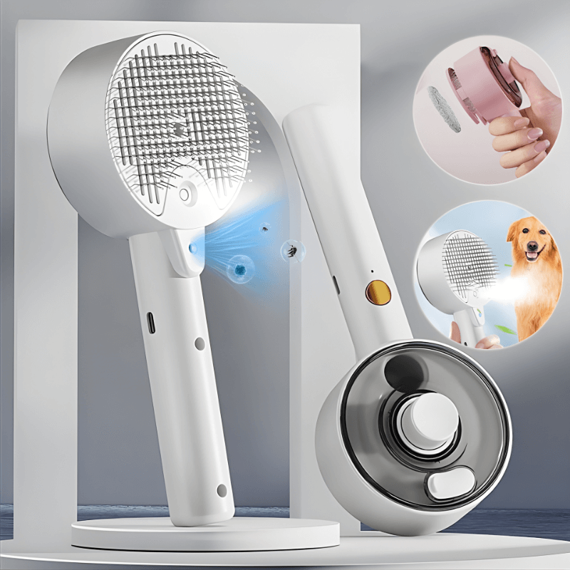 Rechargeable Mist Grooming Brush with UV Light for Dogs and Cats