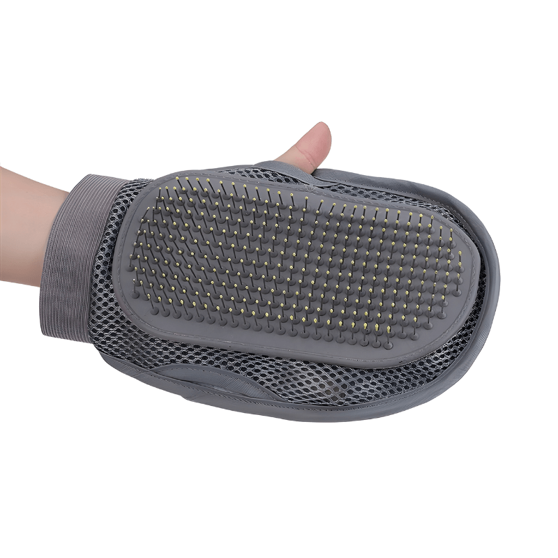 Reversible Pet Grooming Glove for Dogs and Cats with Rubber Bristles