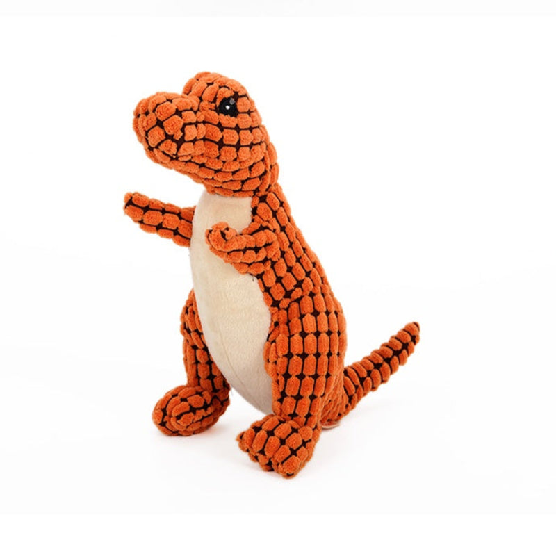 Squeaky Dinosaur Dog Toy with Corduroy Texture - 25cm Plush Toy for Dogs
